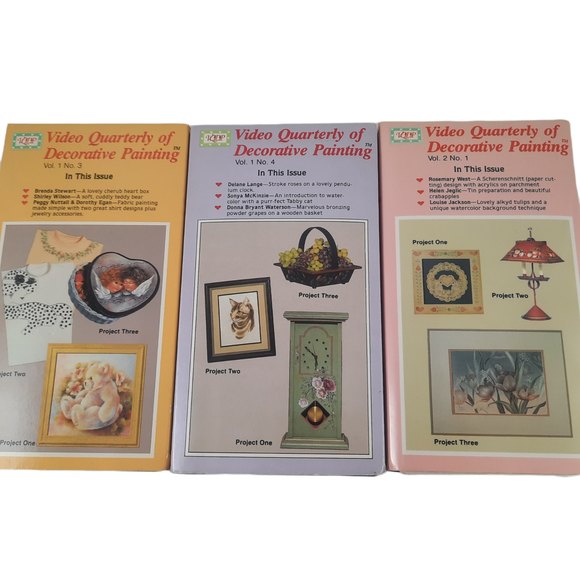 3 VHS TAPES VIDEO QUARTERLY OF DECORATIVE PAINTING TOLE - Picture 1 of 5